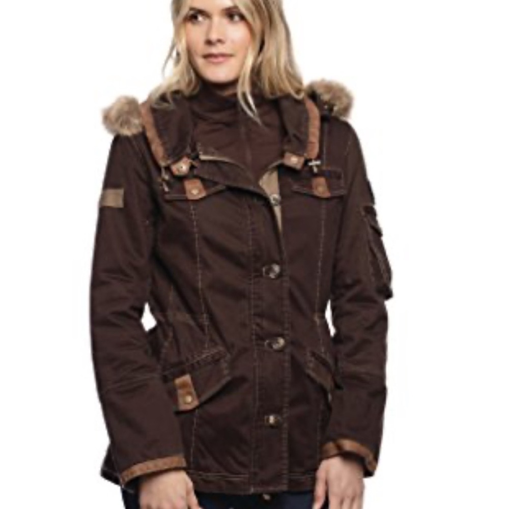 Women's Goode Rider Brown Fur-Trimmed Jacket